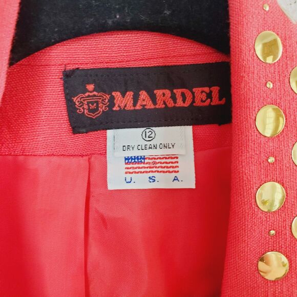 Vintage Mardel Womens Coral Pink Blazer Business Casual Unique Dolly Retro SZ 12 - Picture 3 of 11